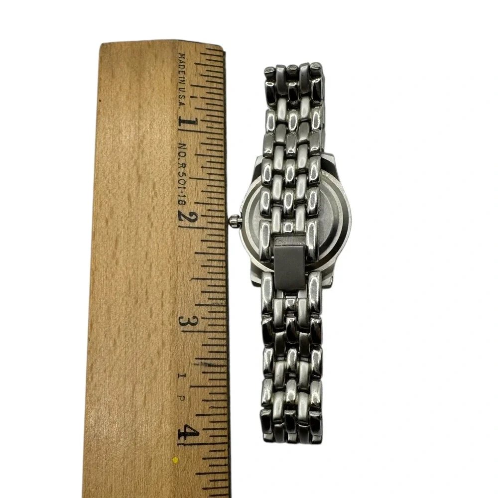 Fondini Women's Silver Tone Black Dial Quartz Bracelet‎ Watch Need Battery D14Q